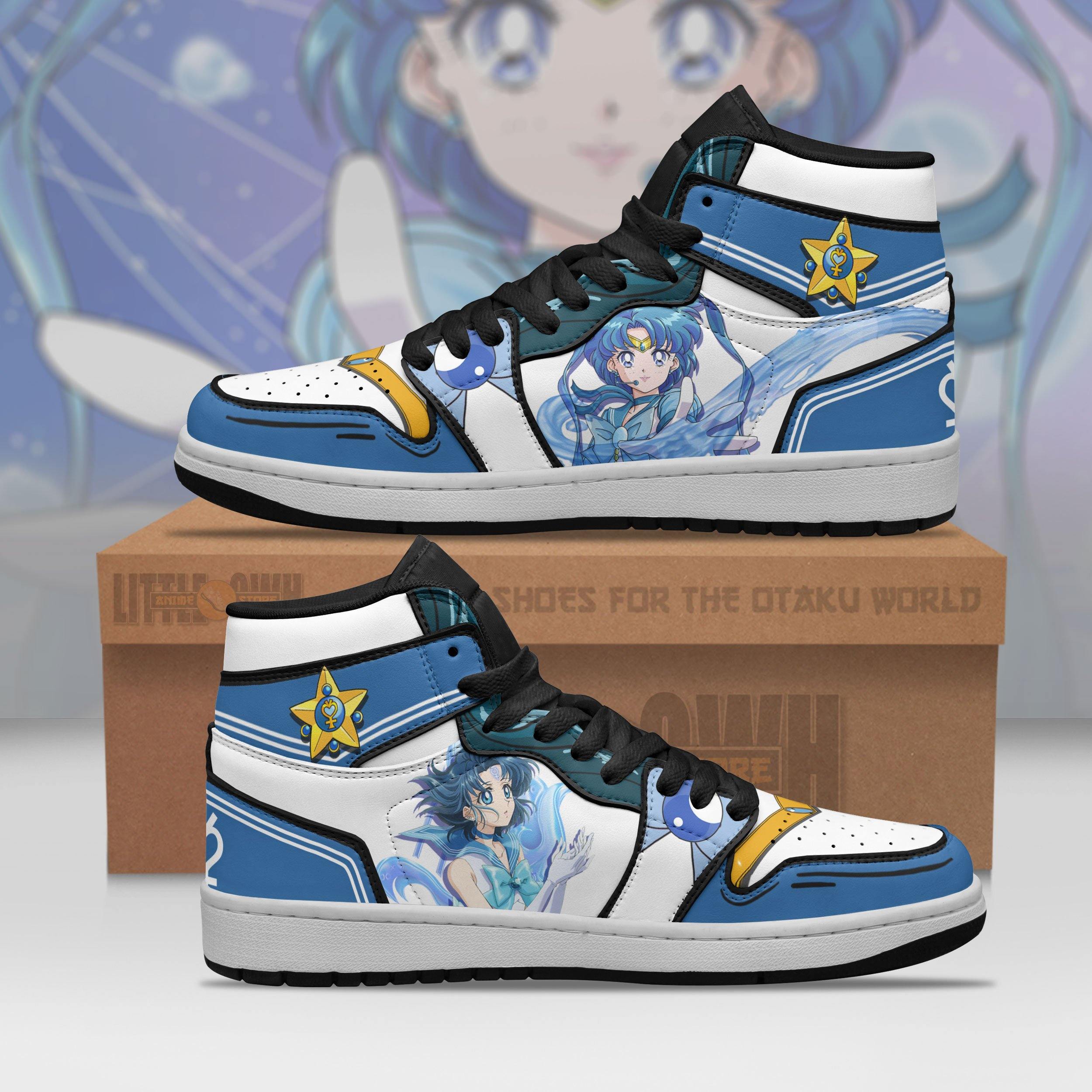 Sailor Mercury Sneakers Unique Custom Anime Sailor Moon Shoes