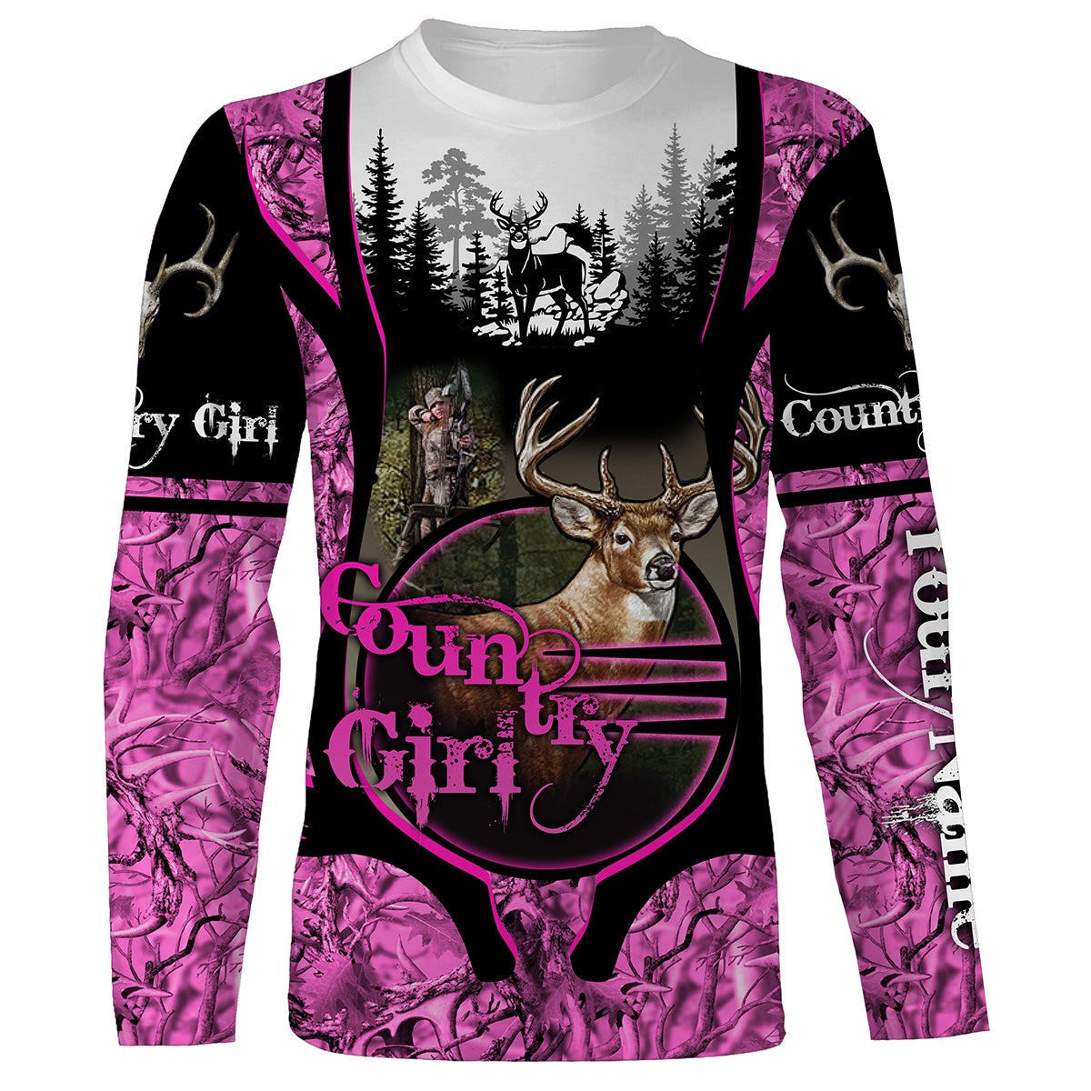 Country Girl Deer Hunting Pink Camo Customize Name 3D All Over Printed Shirts Personalized Hunting Gift For Adult And Kid Nqs2725