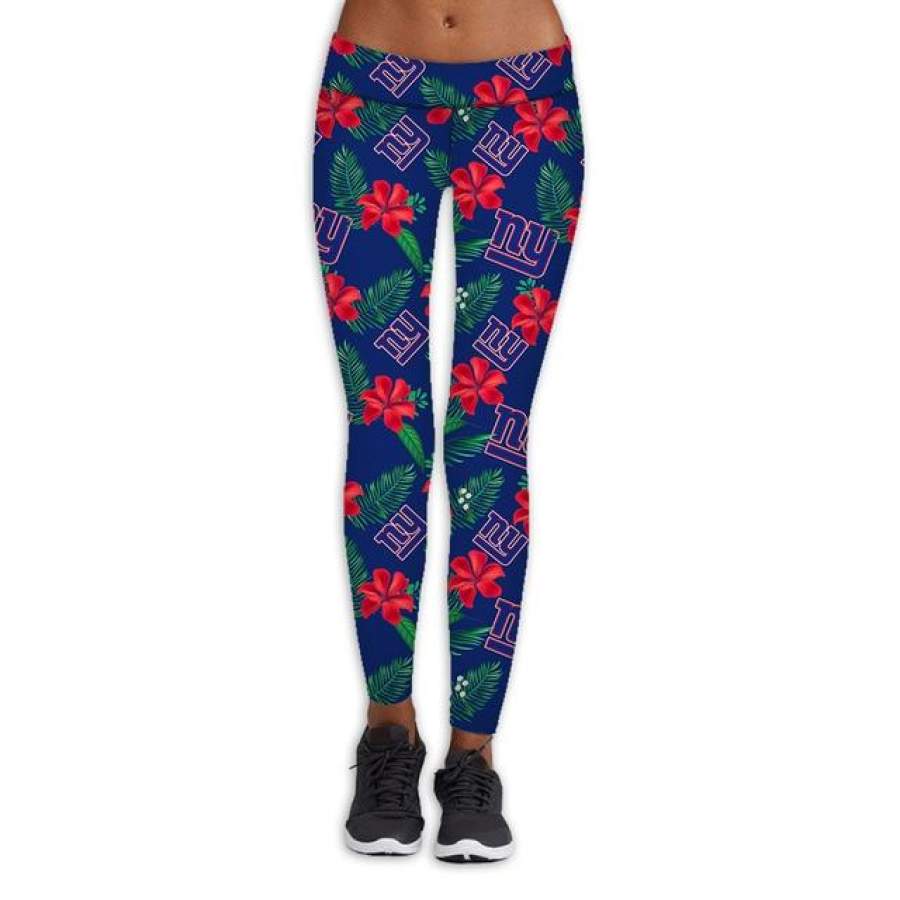 New York Giants Flower Print Leggings