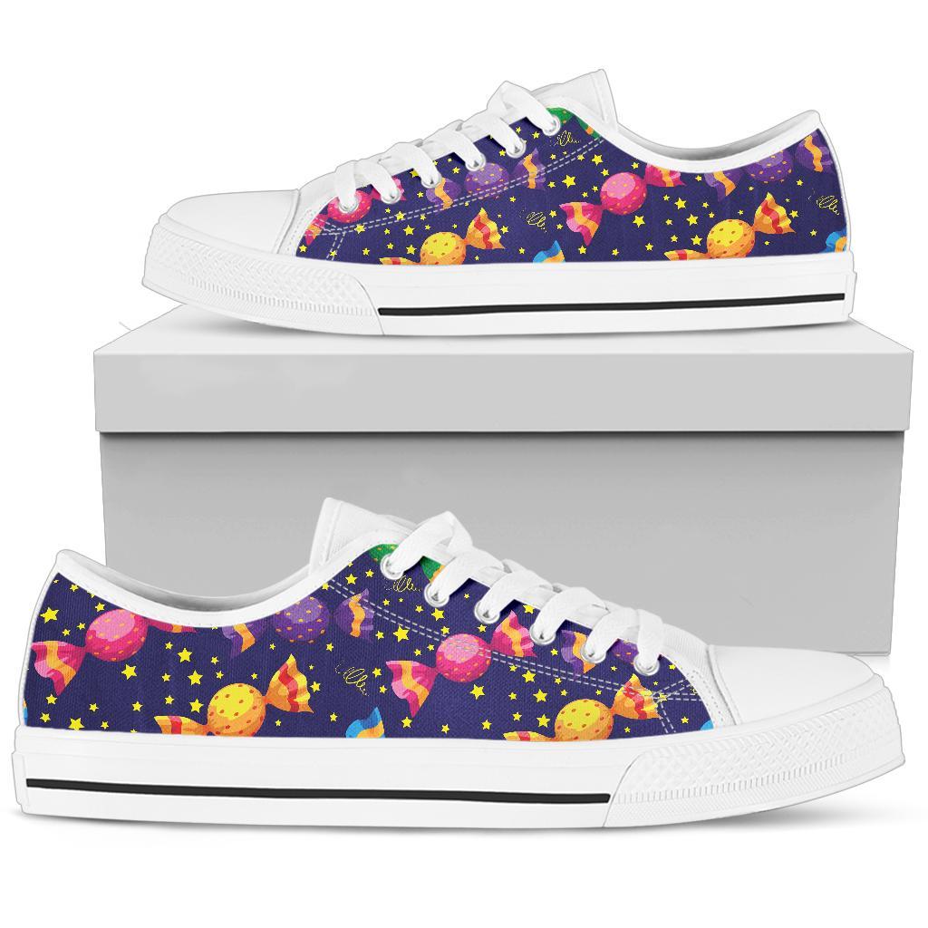 Candy Pattern Print Design Ca06 White Bottom Low Top Shoes