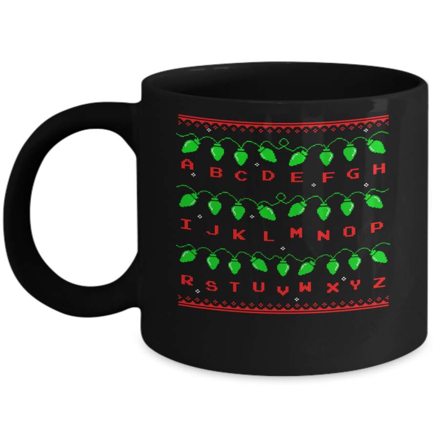 Stranger Ugly Sweater Christmas Lights 8 Bit Mug