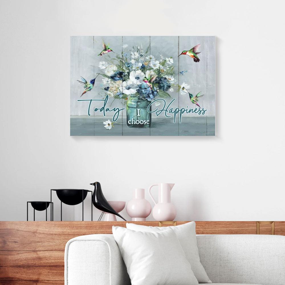 Canvas Prints Today I Choose Happiness White Flowers Wall Art Hummingbirds Canvas Wall Art Home Decoration