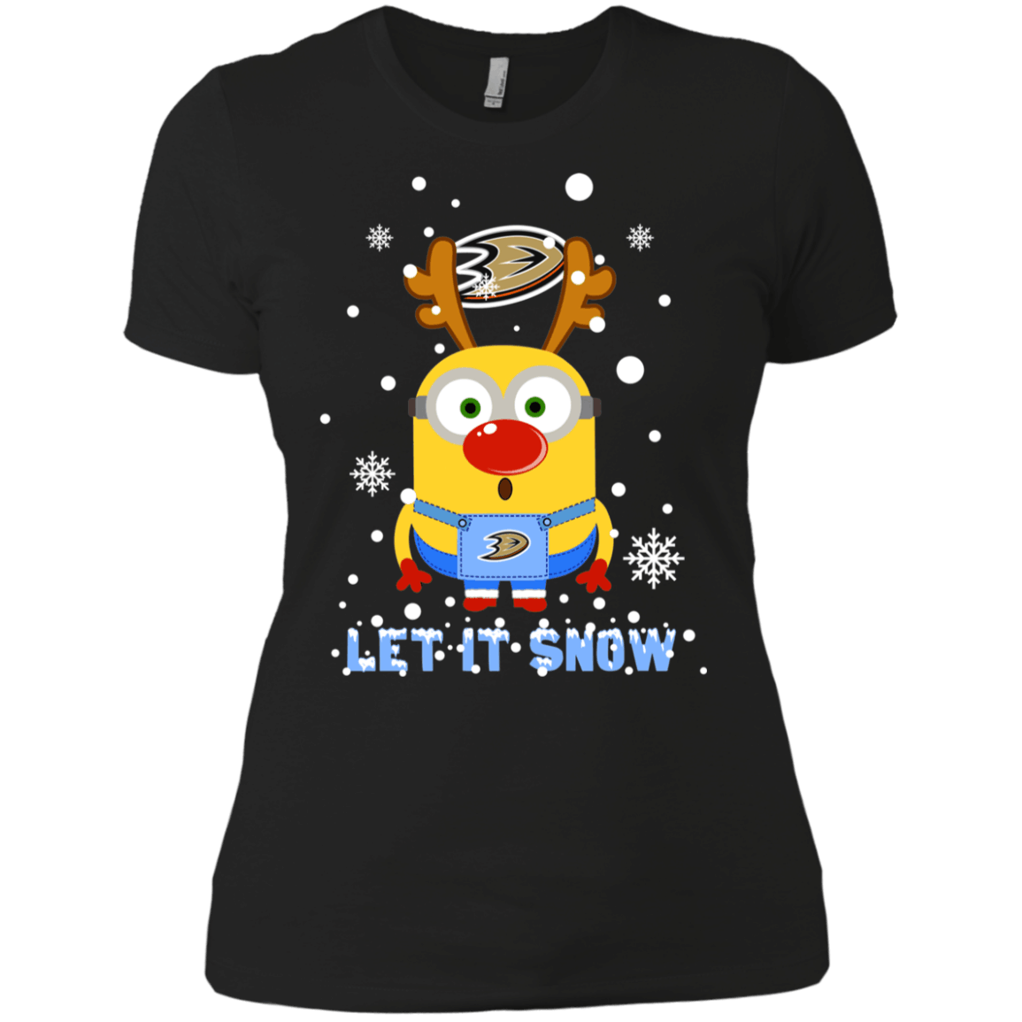 Buy Minion Anaheim Ducks Ugly Christmas Sweaters Let It Snow Women’S T-Shirt