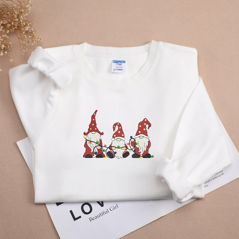 Santa Light Christmas Embroidered Sweatshirt 2D Crewneck Sweatshirt All Over Print Sweatshirt For Women Sweatshirt For Men Sws4786