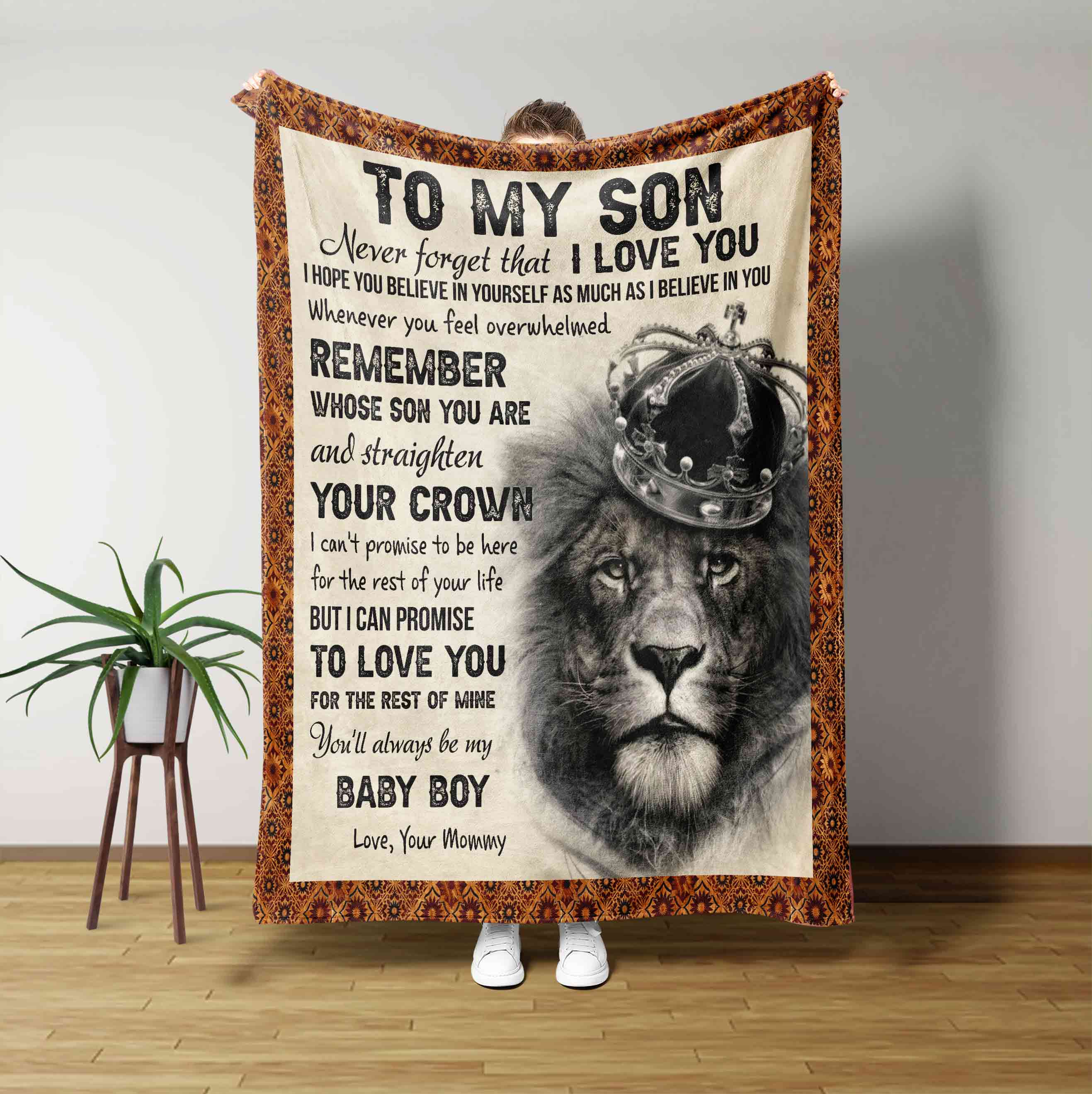 To My Son Blanket, Lion Blanket, Family Blanket, Custom Name Blanket, Gift Blanket