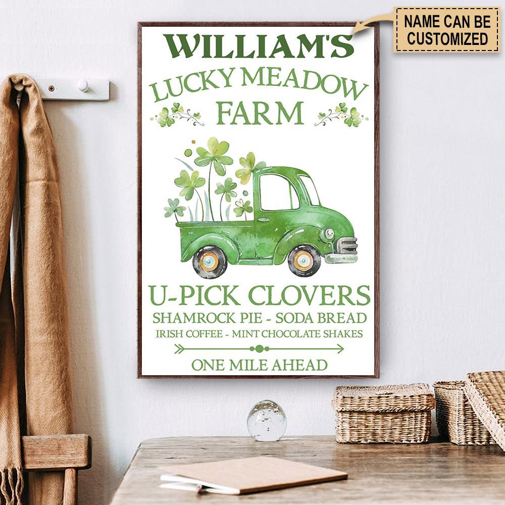 Aeticon Gifts Personalized St Patricks Day Lucky Meadow Farm Canvas Mom Dad Gift Home Decor