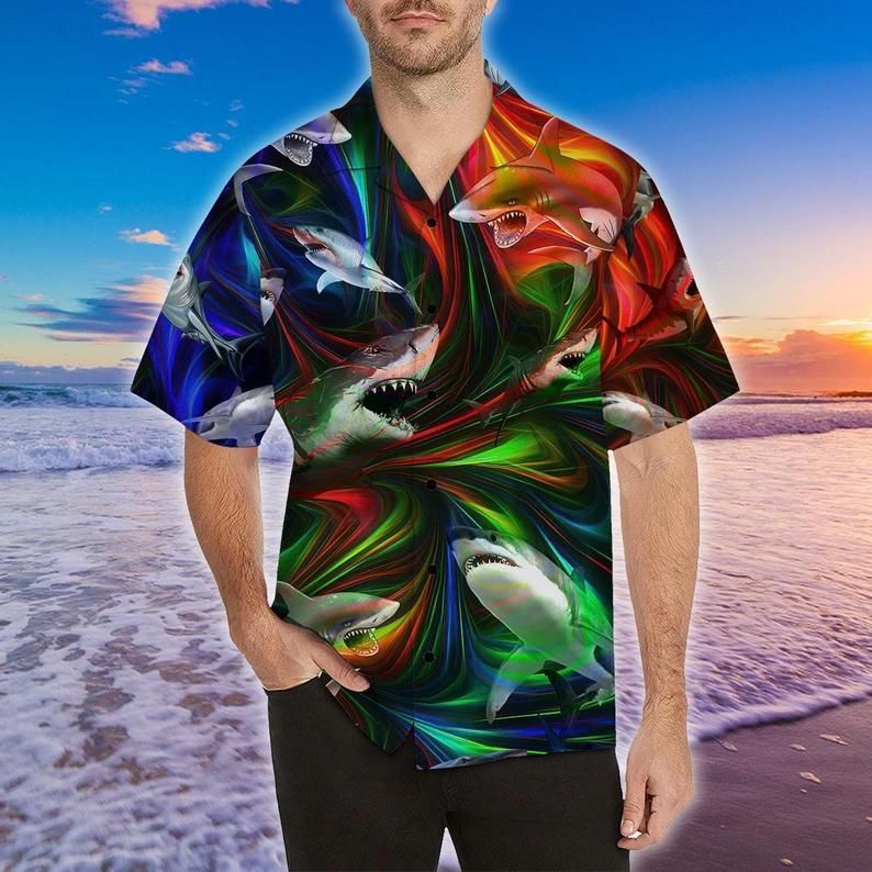 Shark Multicolor Nice Design Hawaiian Shirt DHC18064052