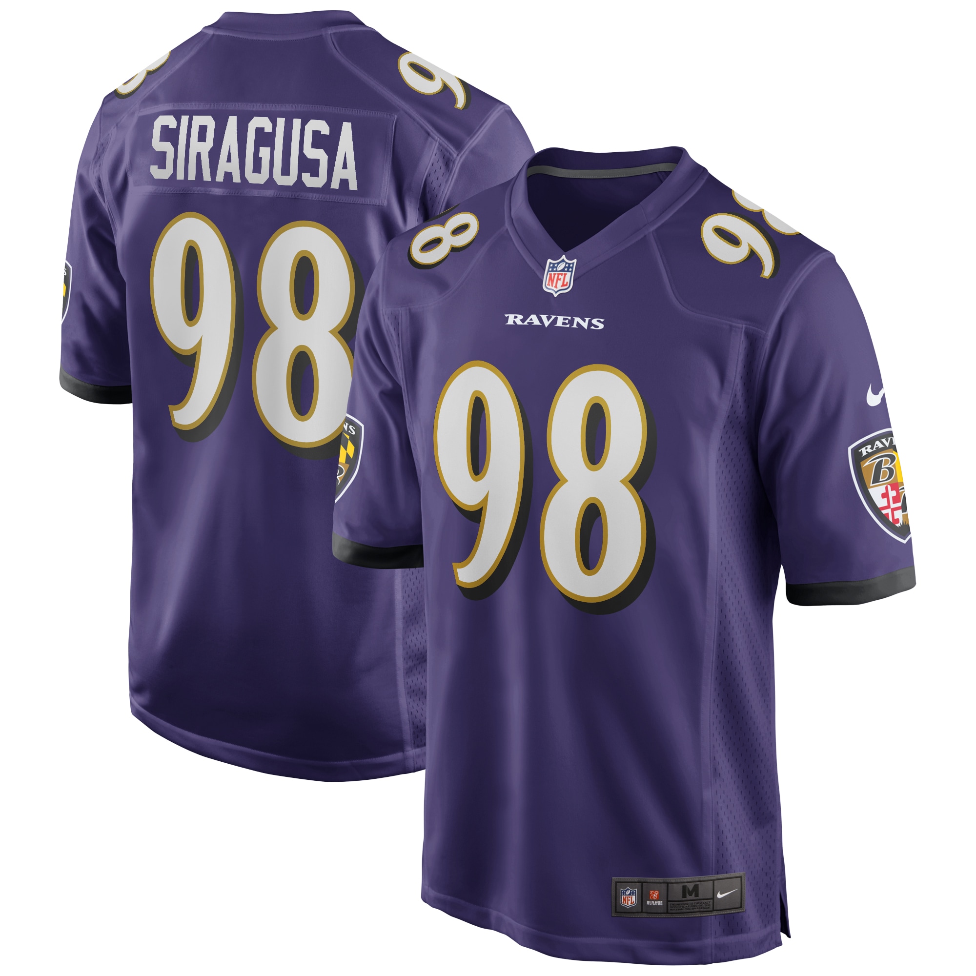 Tony Siragusa Baltimore Ravens Game Retired Player Jersey – Purple