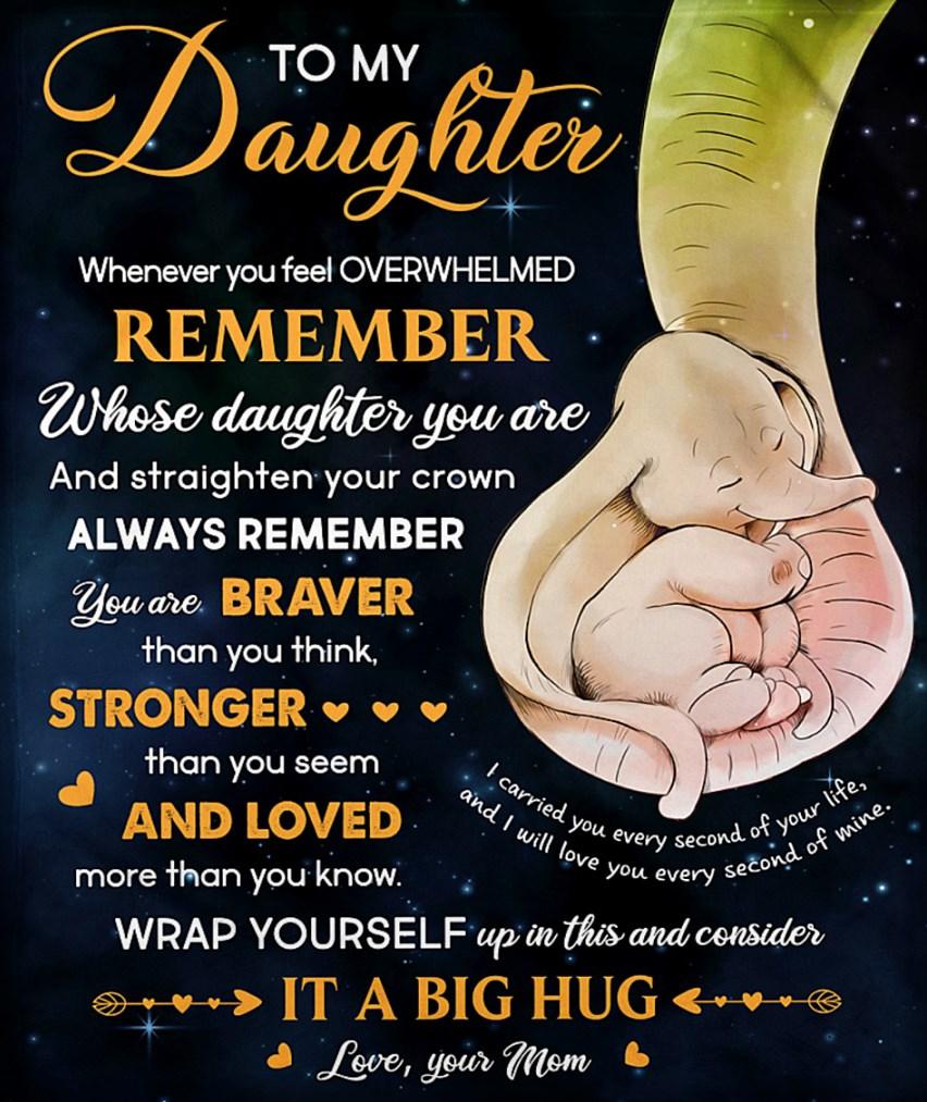 To My Daughter Remember Whose Daughter You Are, Elephant Maternal Love Fleece Blanket Home Decor Bedding Couch Sofa Soft And Comfy Cozy Gift From Mom