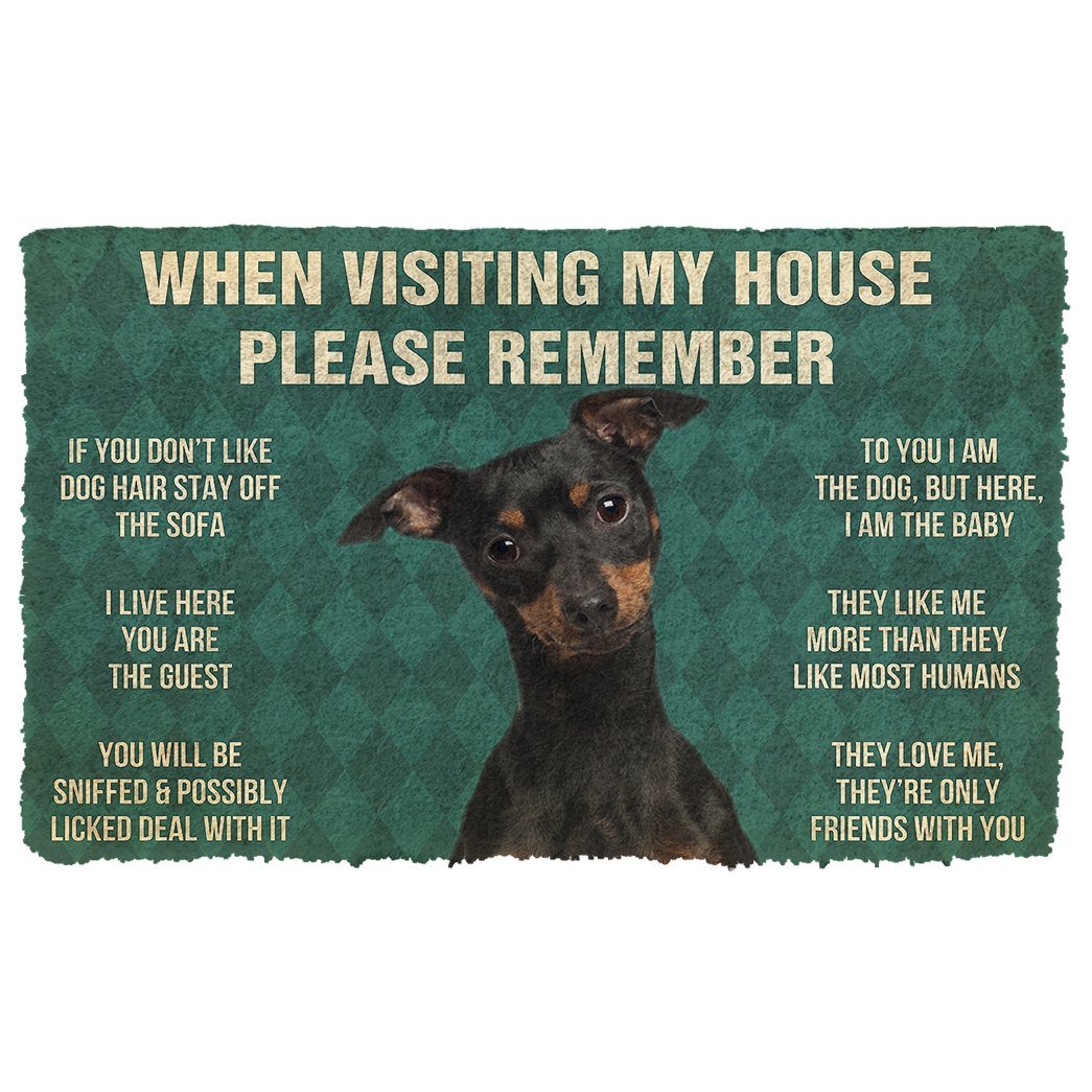 Gearhumans  GearHuman 3D Please Remember Miniature Pinscher Dog’s House Rules Doormat