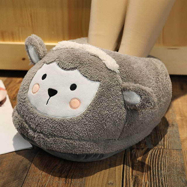 Lovely Fatty Animal Soft Plush Indoor Foot Warmer Slipper Pillow Gift
