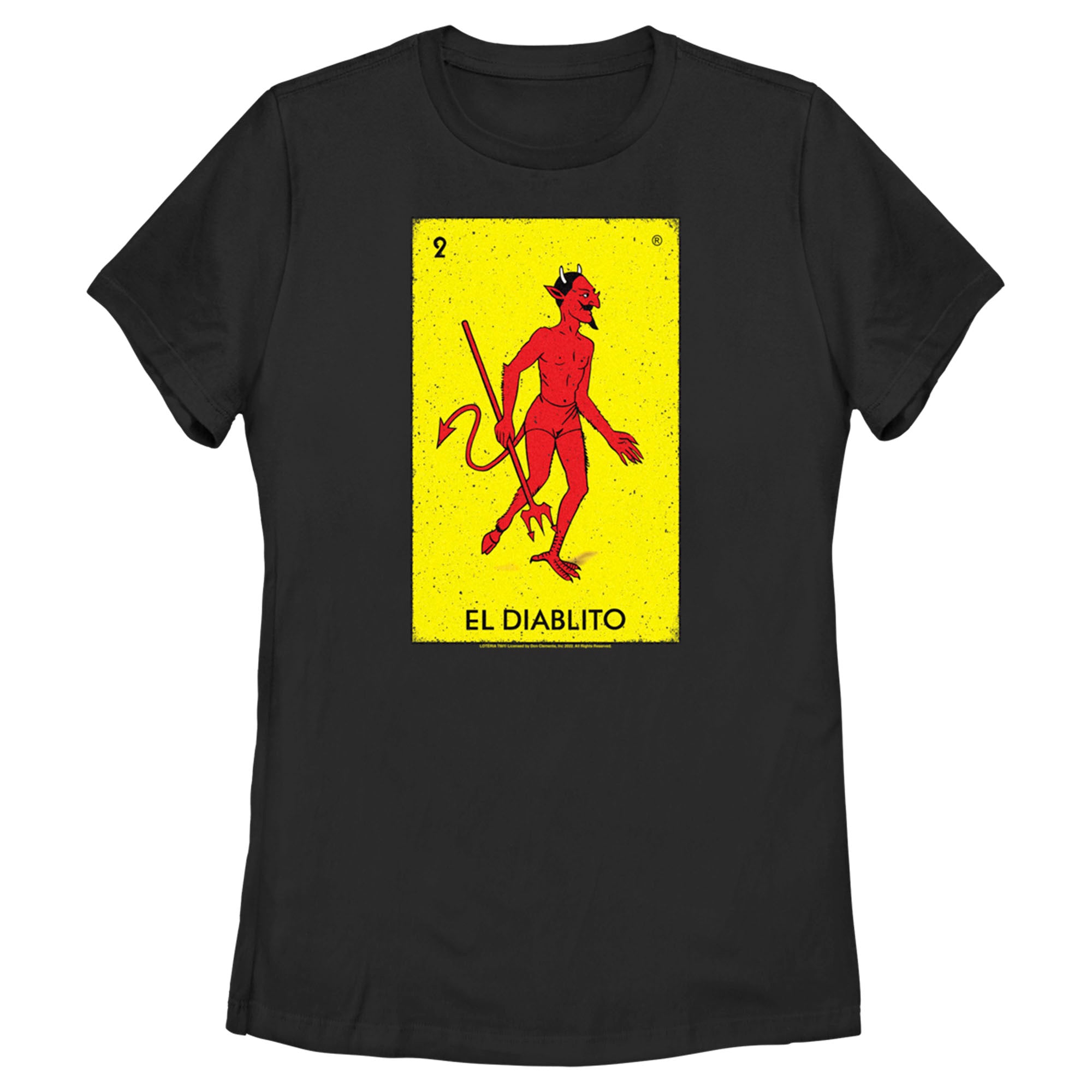 Women’S Loteria El Diablito Card Number 2 Distressed T-Shirt