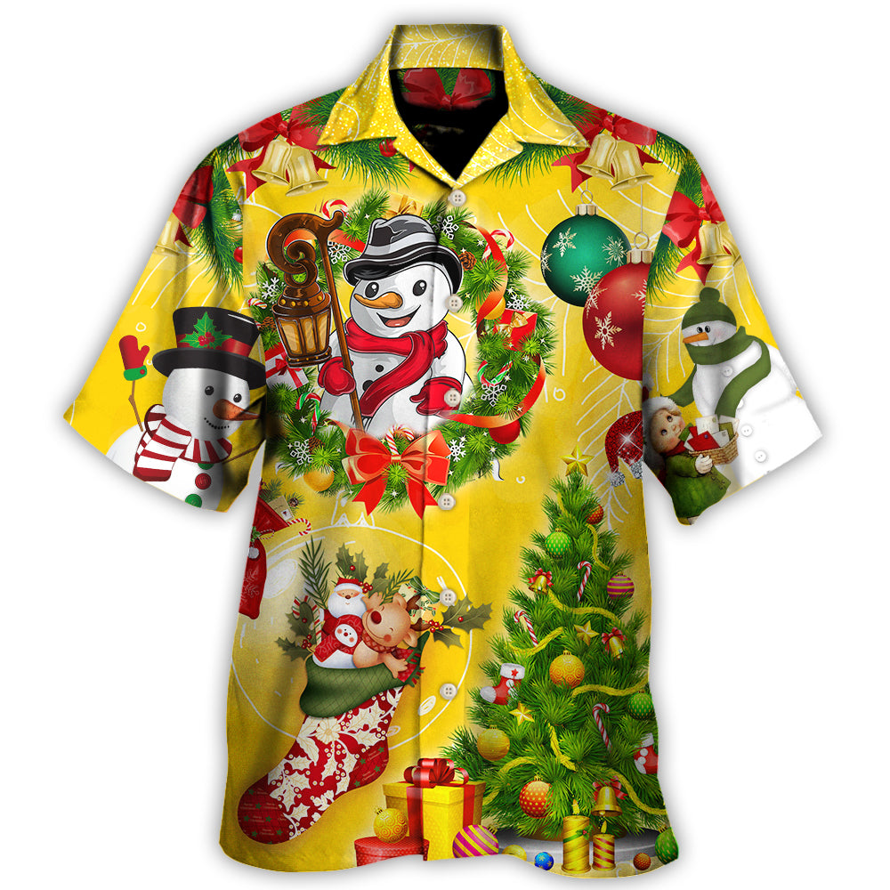 Christmas Funny Snowman Happy Tree Yellow Light Hawaii Shirt Ha84885