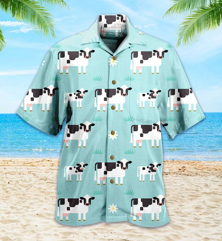 Cute Cow And Baby Green Hawaii Shirt Ha38116