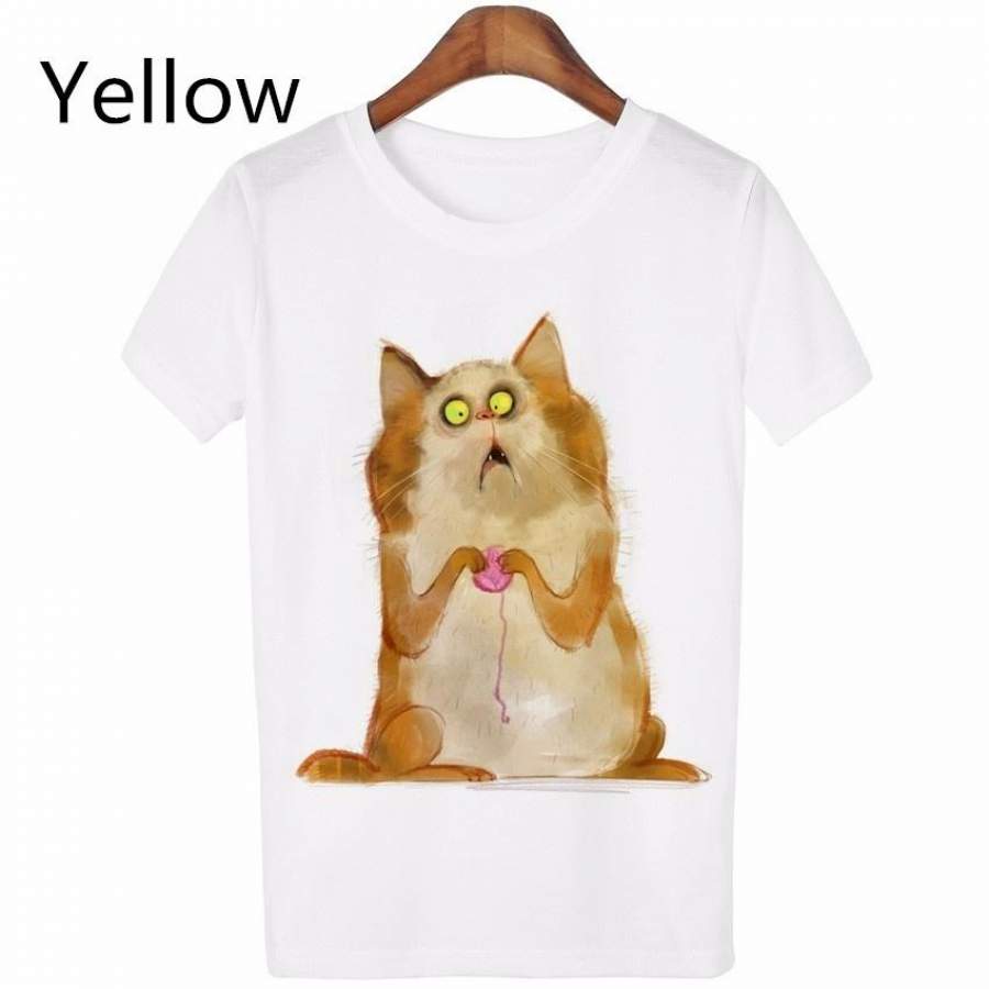 Women Cartoon Animal T Shirt Kwaii Cat Printed Harajuku Tee Shirt Tumblrs Casual Tops