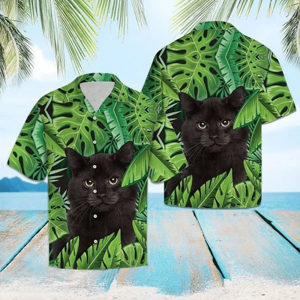 Beach Black Cat Tropical Hawaii Shirt Unisex Adult Ha63025