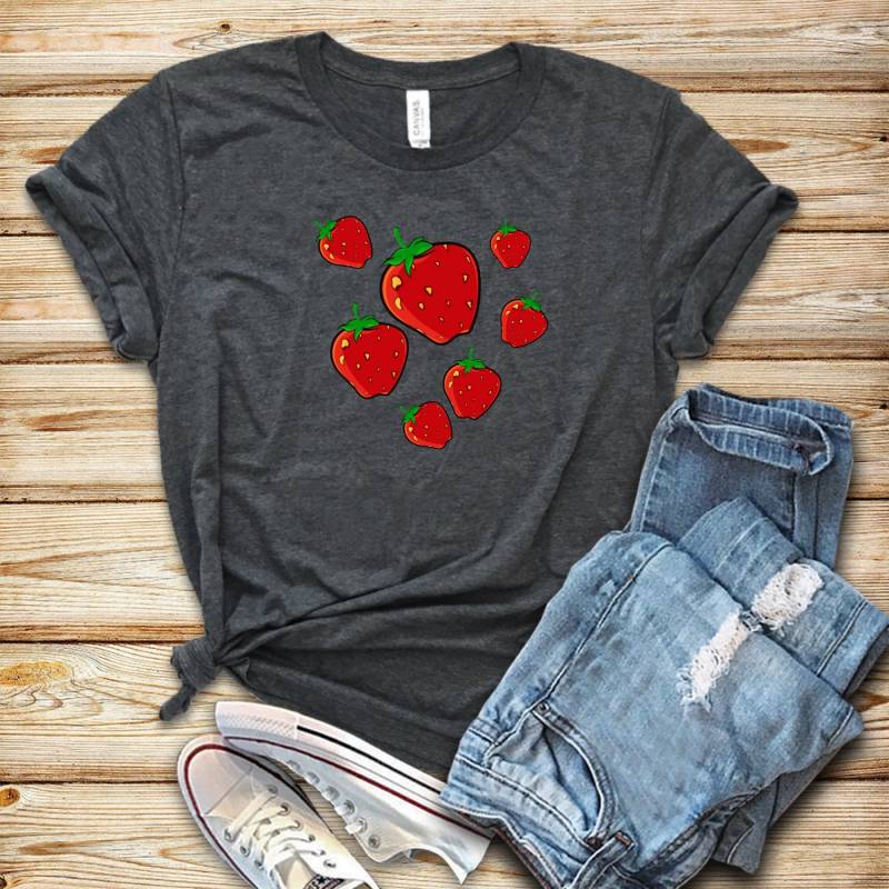 Crushtee Strawberry T Shirt, Graphic Tee, Foodie Clothing Gift, Summer Shirt, Vacation Shirt, Birthday Shirt, Cute Shirt, Gardener Shirt, Fruit Shirt Long Sleeve Hoodie