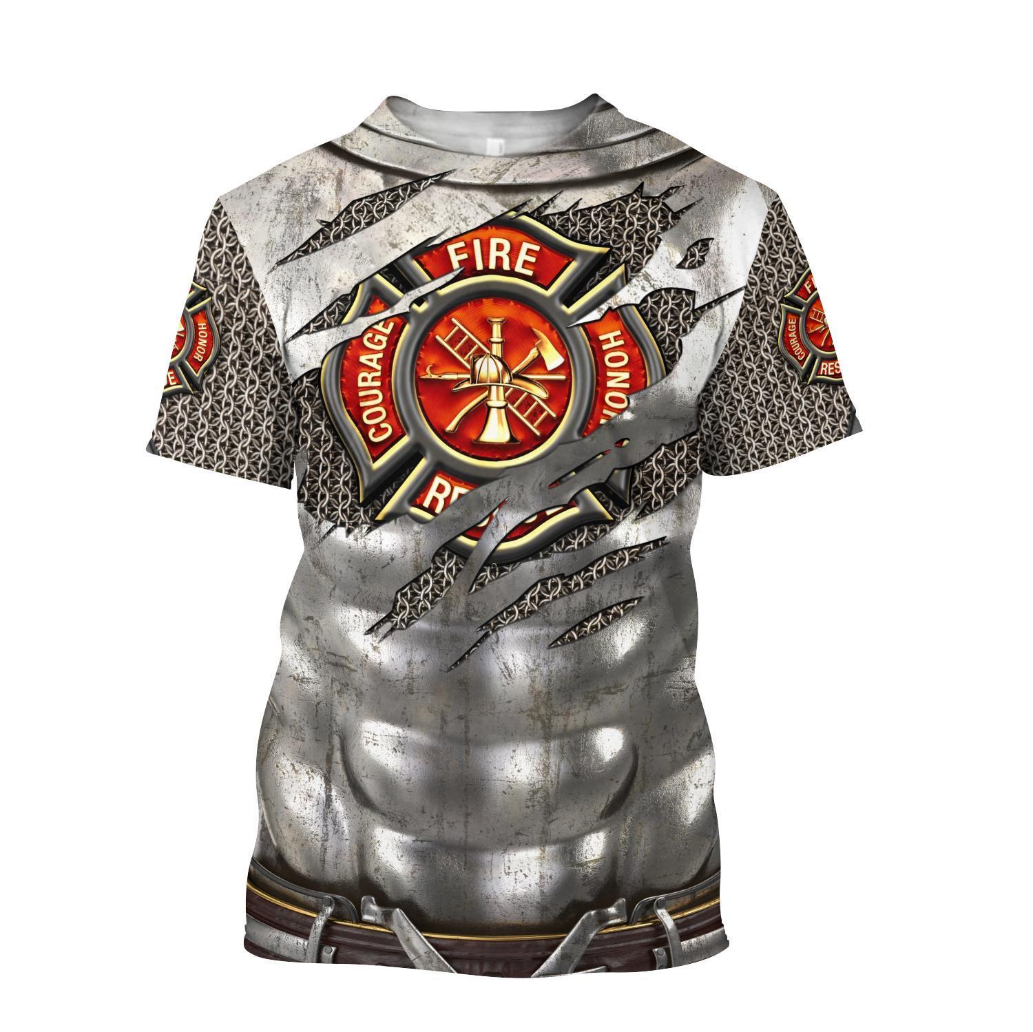 Armor Firefighter 3D Hoodie Zip Christmas Gift For Man Boy Friend