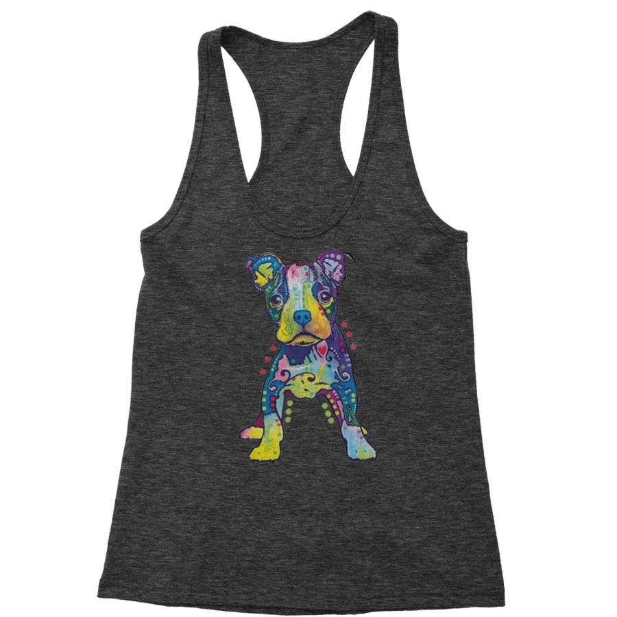 Puppy Graffiti Pop-Art Rainbow Colors Racerback Tank Top for Women