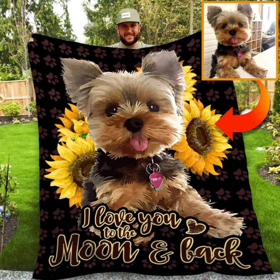 Gift For Yorkie I Love You To The Moon And Back Blanket