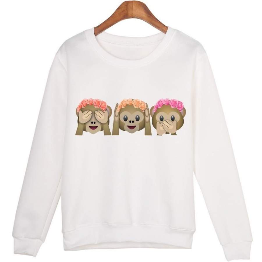 Cute Monkey Hoodie Sweatshirt Women Casual  Pullover  Tops