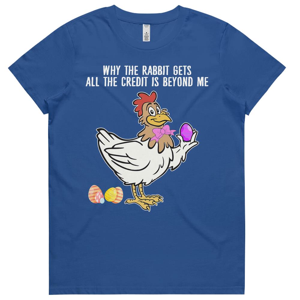 Chicken Funny Easter Why The Rabbit Gets Easter Day Womens Tshirts