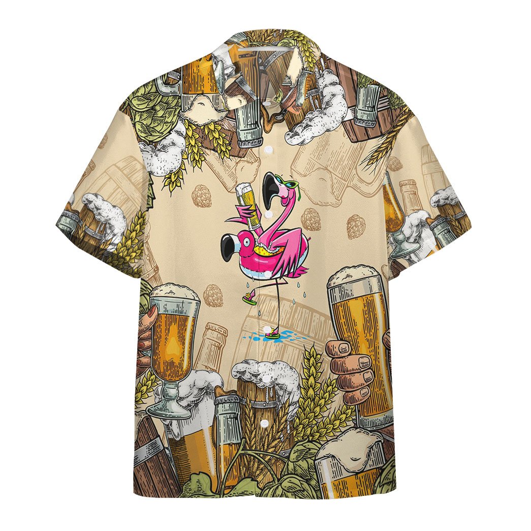 Gearhumans Flamingo And Beer Custom Hawaiian Shirt Ha99700