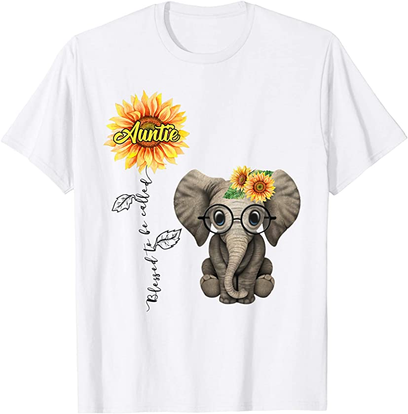 Blessed To Be Called Auntie Hippie Elephant Tshirt Aunt Gift T-Shirt