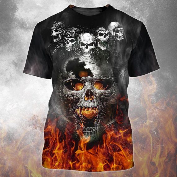 Fire Skull Cool All Over Print Gift For Skull Lovers Shirt