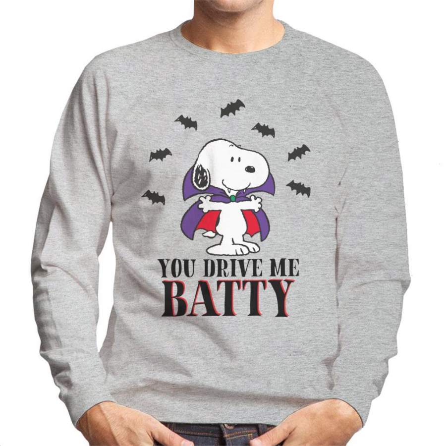 Peanuts You Drive Me Batty Halloween Snoopy Men’s Sweatshirt
