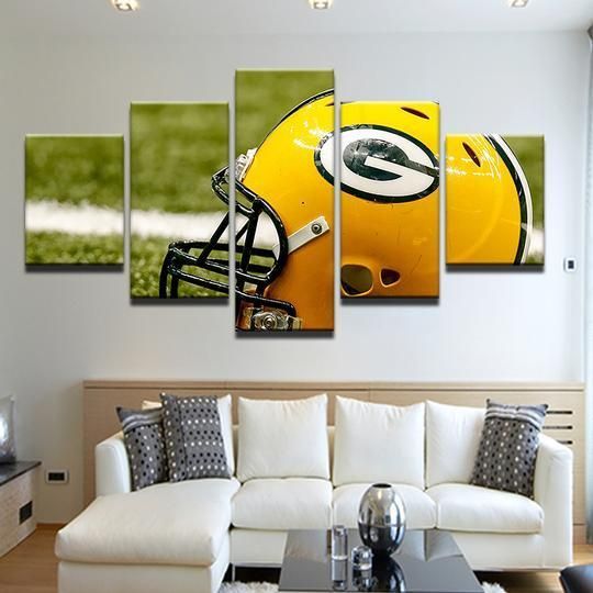 Green Bay Packers Helmet 8 Sport 5 Panel Canvas Art Wall Decor