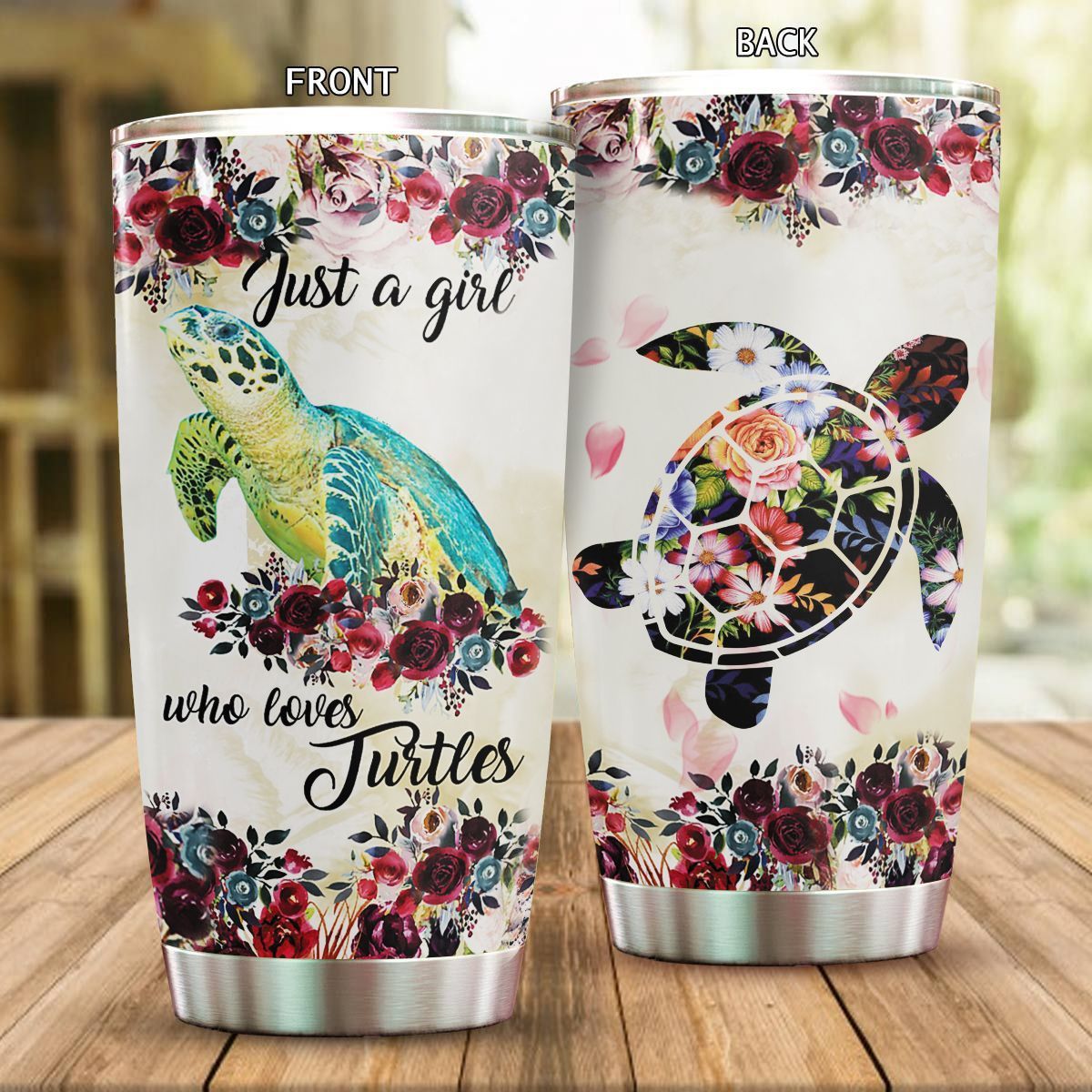 Turtle – Af.Turtle & Flowers Tumbler – A