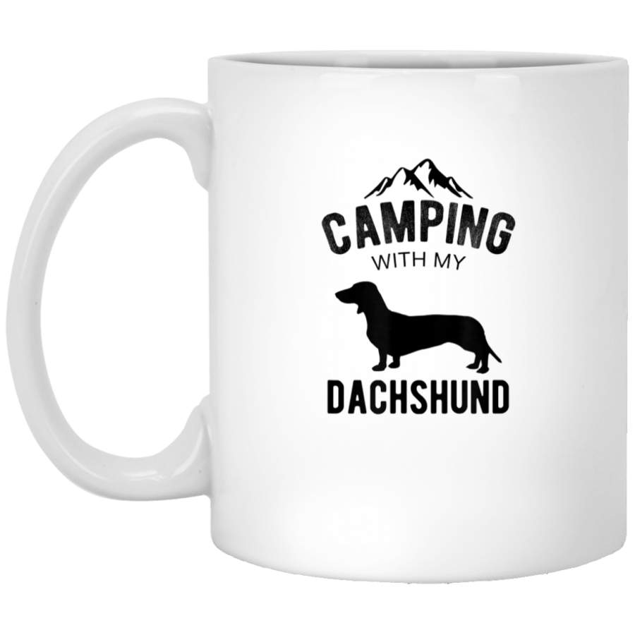 Camping With My Dachshund Dog Lover Puppy Mug