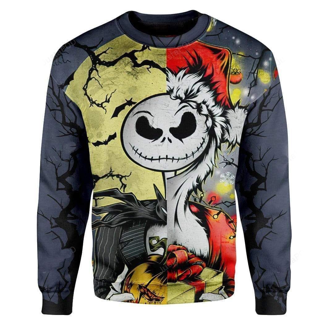 Buy The Nightmare Before Christmas Ugly Sweater, Jack Skellington Christmas Sweater, Jack Skellington Halloween And Christmas Shirt The Pumpkin King Of Rughing