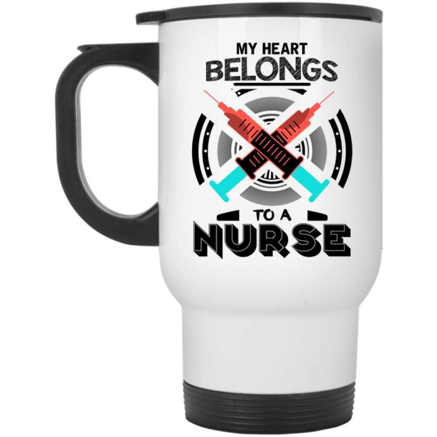 My Heart Belongs To A Nurse Cup, Couple Mug (Travel Mug)
