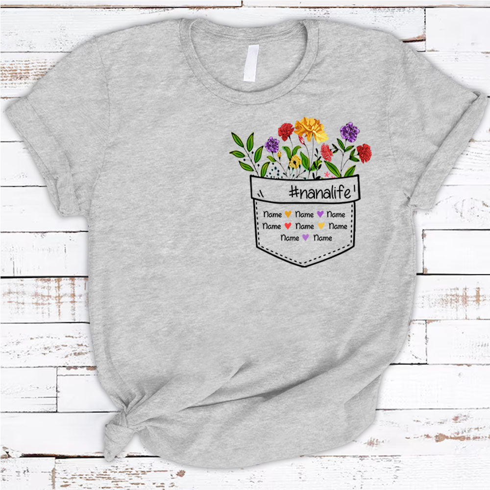 Personalized Nanalife Carnation Pocket Shirt For Grandma Hn98 Do99