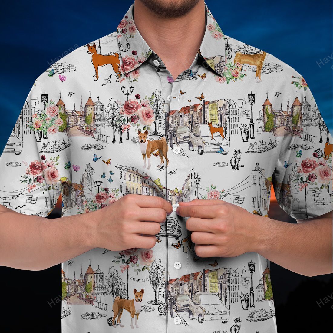 Basenji Hawaii Shirt Dog Floral City Ha60943