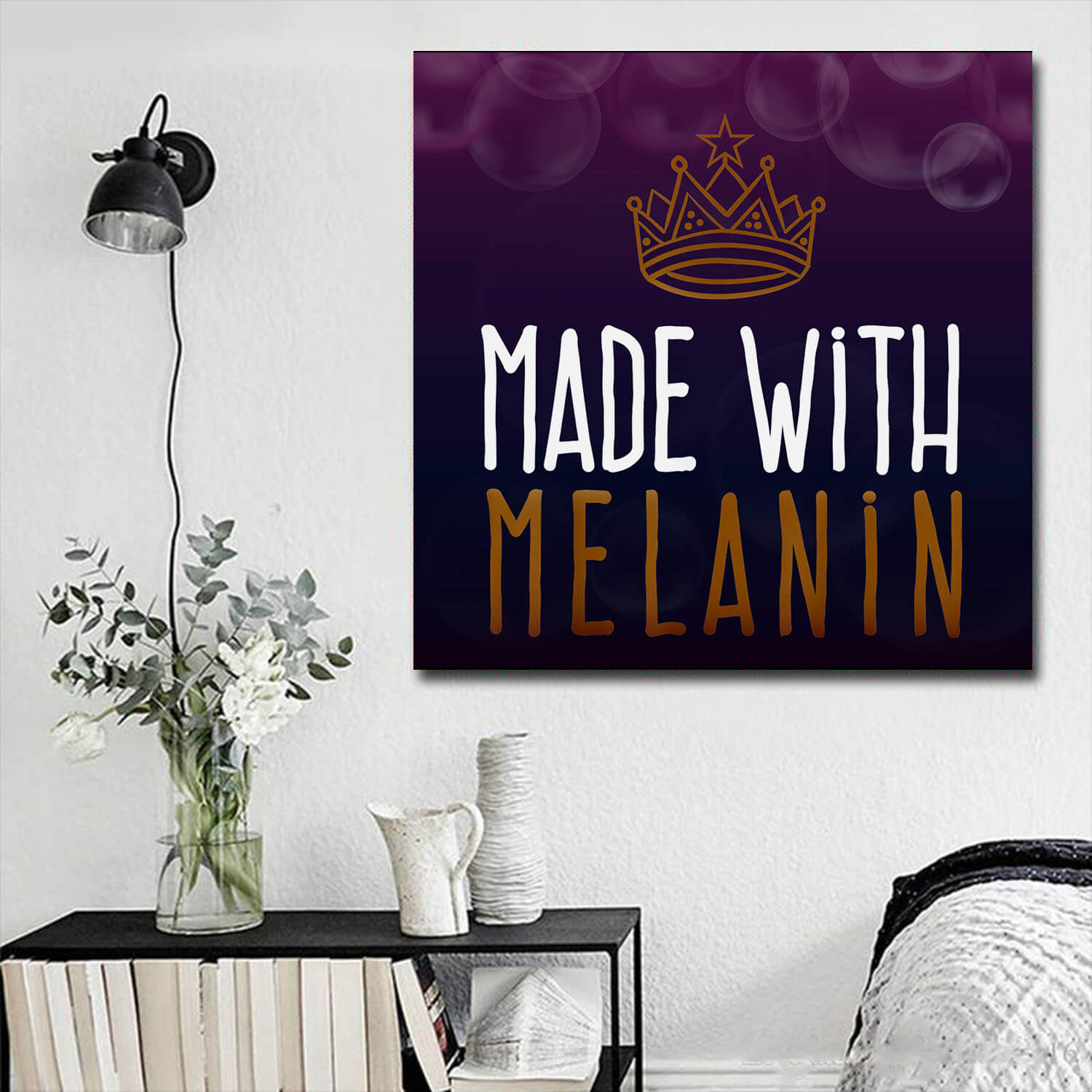 African American Canvas Wall Pictures Made With Melanin Pro Black Woman Man Pride Black History Canvas Art Living Room Decor WBG9158