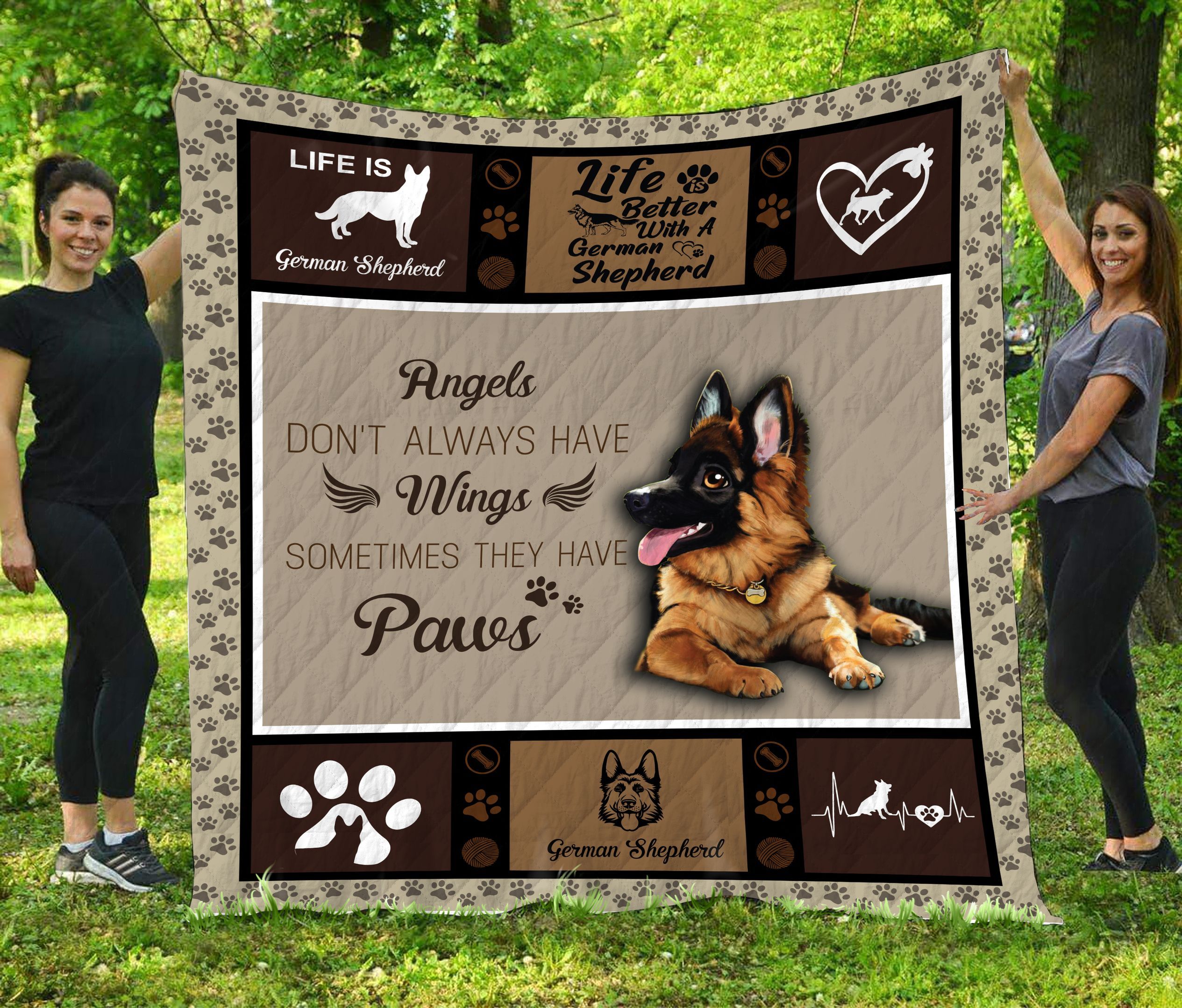 Angels Sometimes They Have Paws German Shepherd Quilt Blanket  Hu