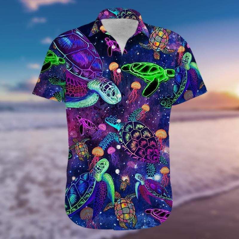 High Quality Galaxy Colorful Hippie Turtle Hawaii Aloha Shirts Ha110326