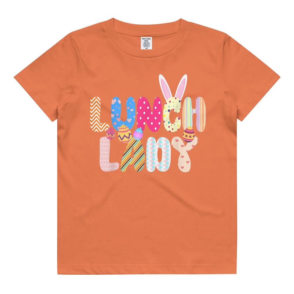 Bunny Lunch Lady Funny Egg Easter Day Floral Kids T Shirt