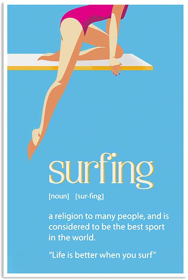 Vintage Surfing Definition – Life Is Better When You Surf Poster Art Print      Home Decor Gift For Men Women Family Friend On Birthday Xmas