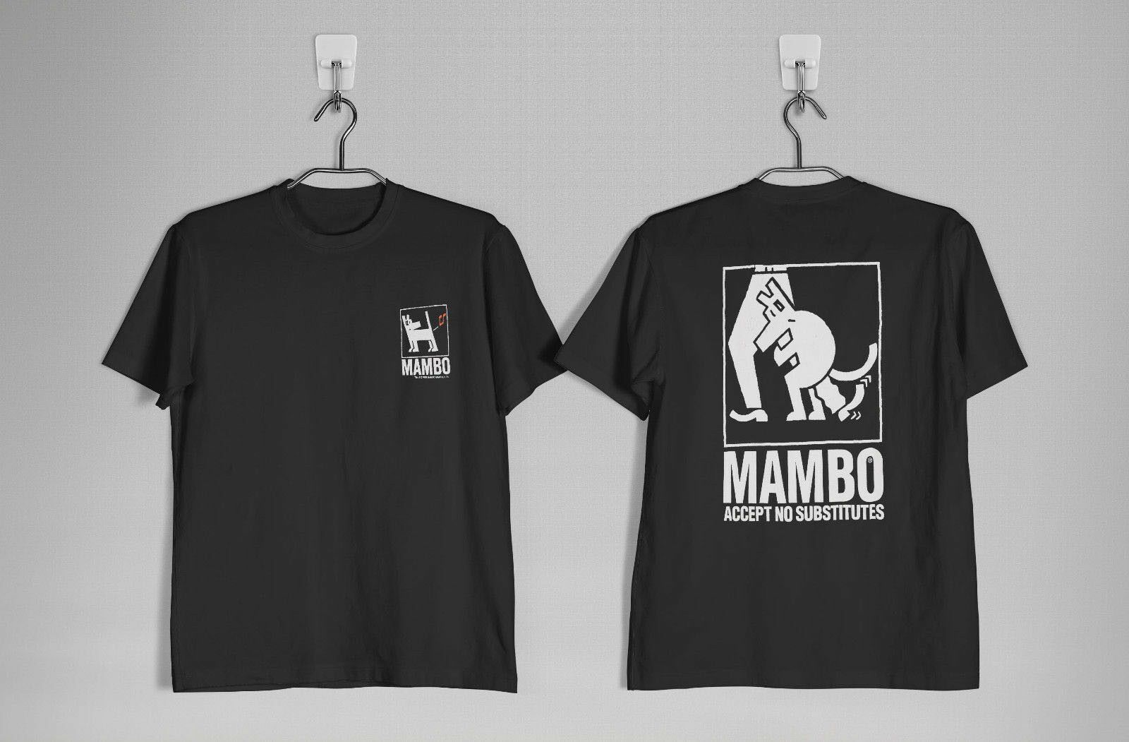 Vintage Mambo Accept No Substitutes Dog Graphics T-Shirt Gildan Reprint Top Sold