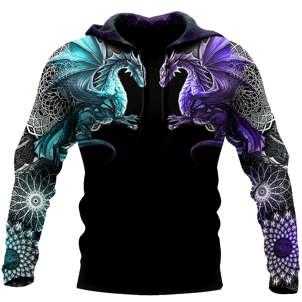 Mandala Purple And Violet Color Dragon 3D Hoodie Shirt For Men And Women