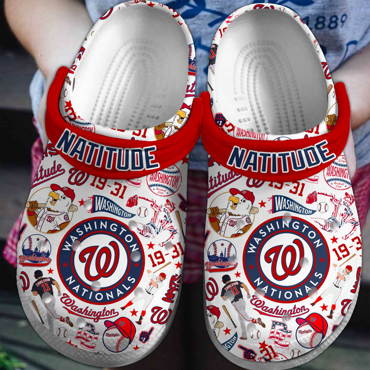 Washington Nationals MLB Sport Crocs Crocband Clogs Shoes Comfortable For Men Women and Kids