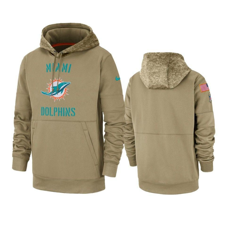 Dolphins 2019 Salute To Service Tan Sideline Therma Hoodie