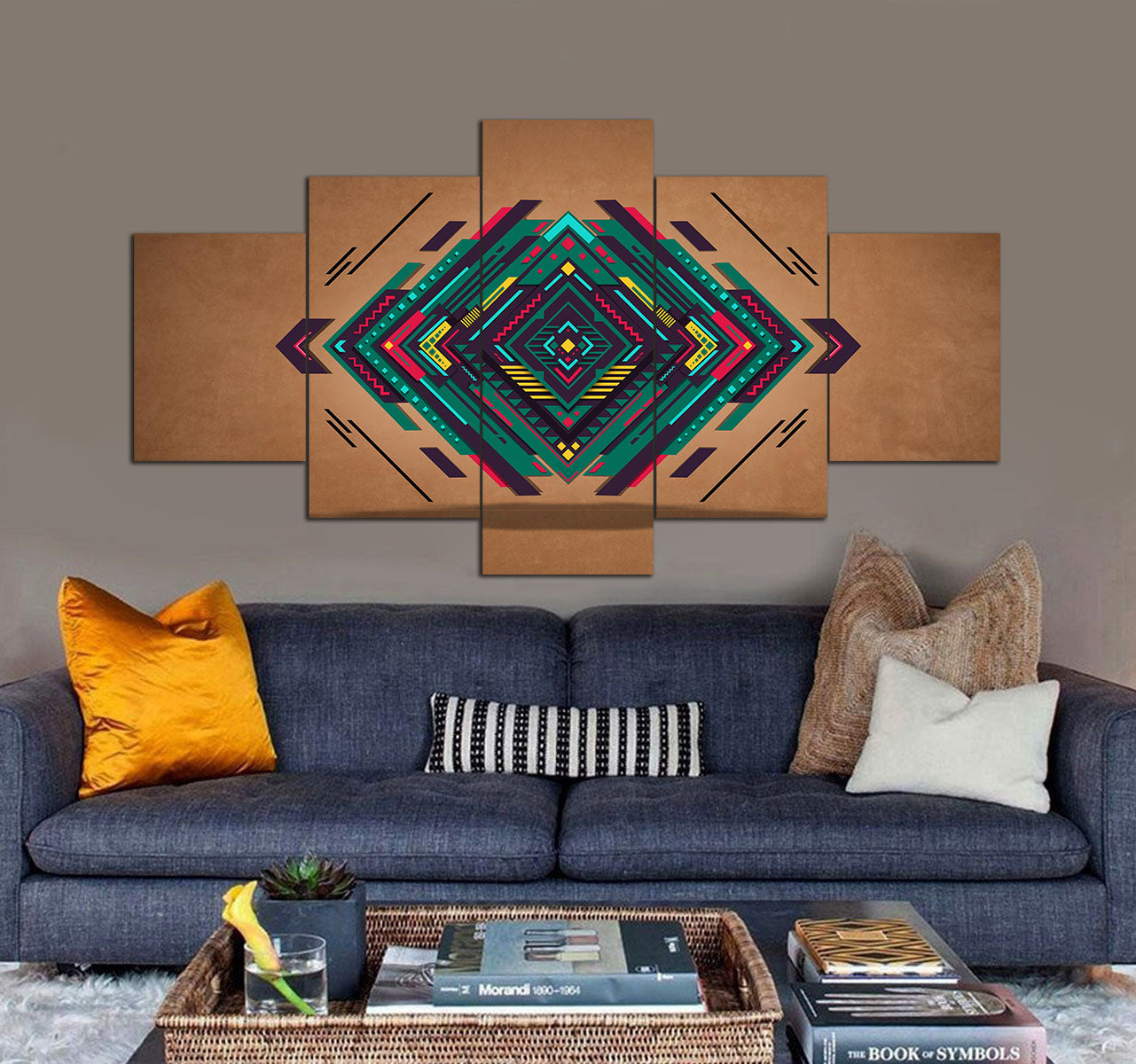 Colorful Geometric Shape Abstract 3D 5 piece canvas art