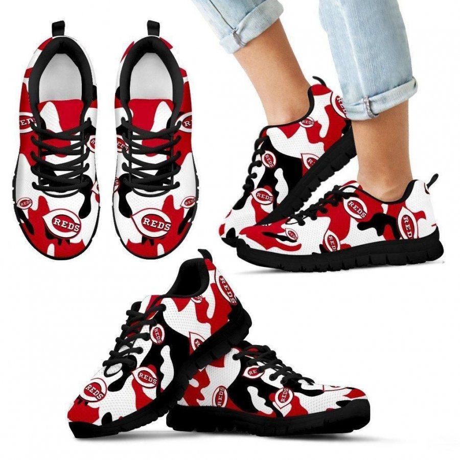 Cincinnati Reds Cotton Camouflage Fabric Military Solider Style Sneakers #121