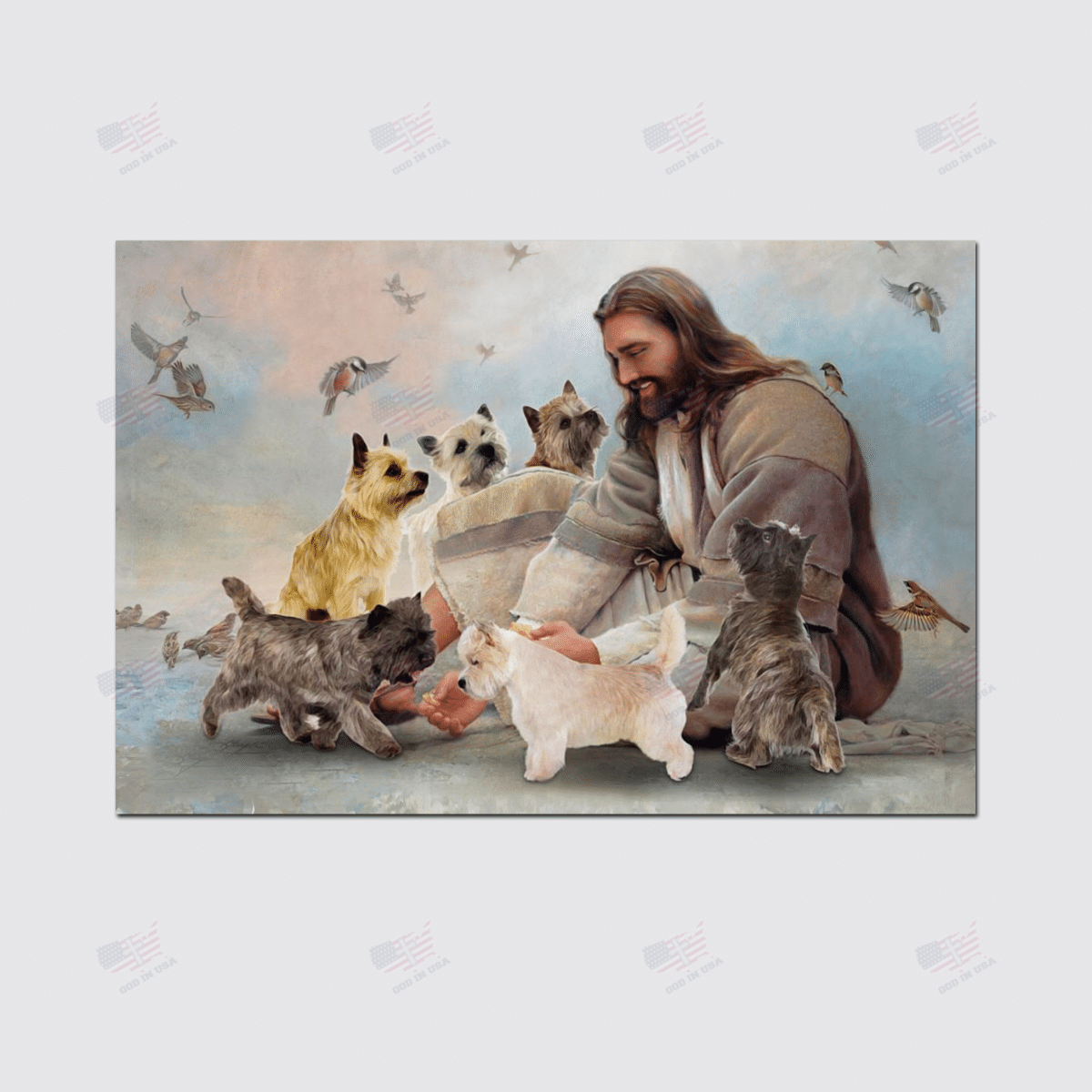 God Surrounded By Cairn Terrier Angels Poster Canvas
