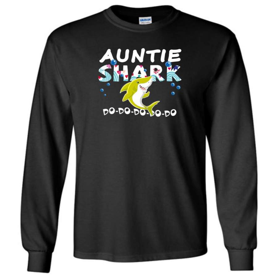 Shark Family Auntie Shark T Shirt Doo Doo Doo – Long Sleeve